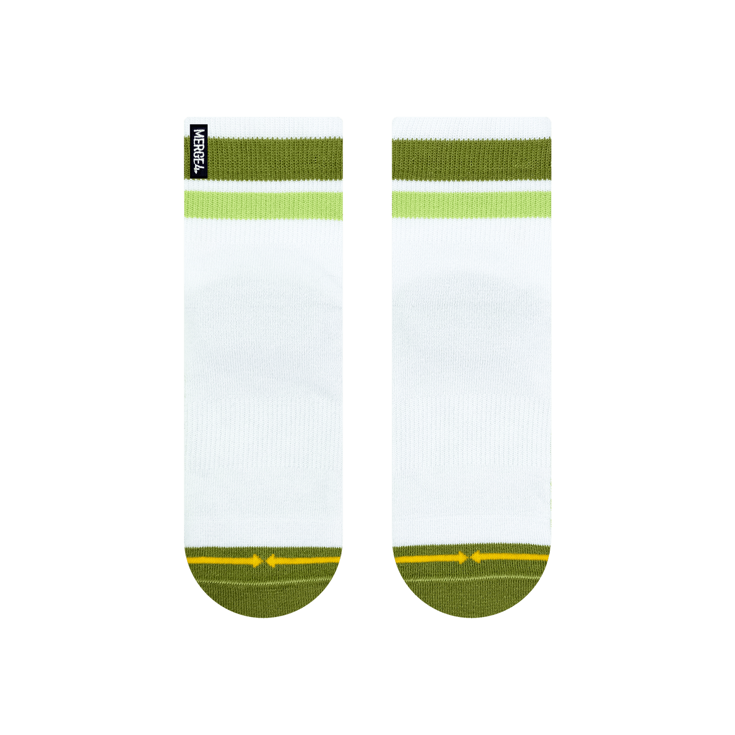 Organic Cotton White/Olive Adult Quarter Crew Socks