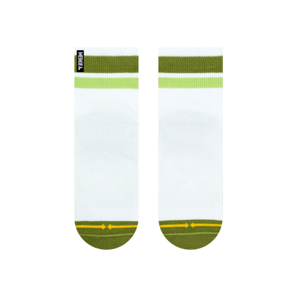 Organic Cotton White/Olive Adult Quarter Crew Socks