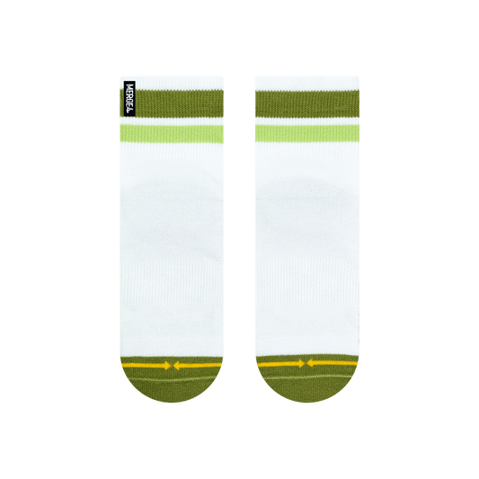 Organic Cotton White/Olive Adult Quarter Crew Socks