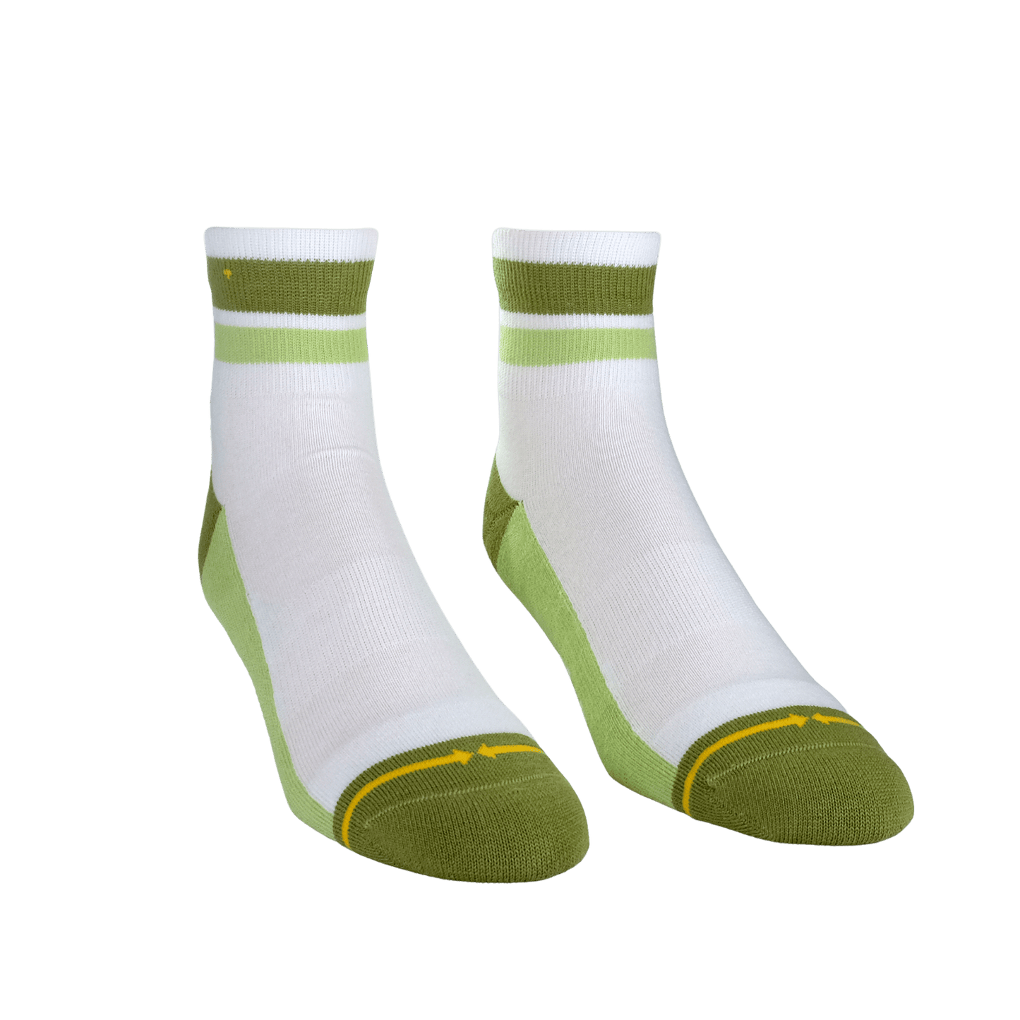 Organic Cotton White/Olive Adult Quarter Crew Socks