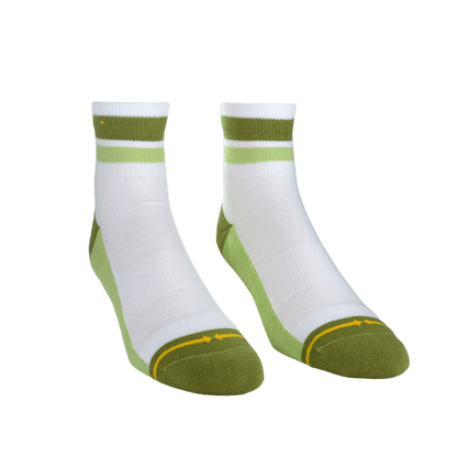 Organic Cotton White/Olive Adult Quarter Crew Socks