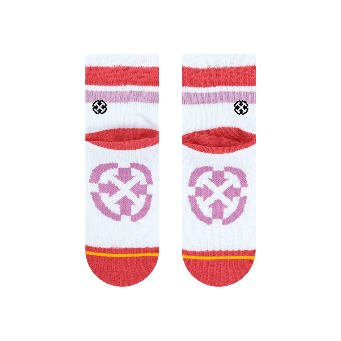 Organic Cotton White/Pink Adult Quarter Crew Socks