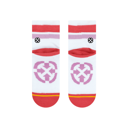 Organic Cotton White/Pink Adult Quarter Crew Socks