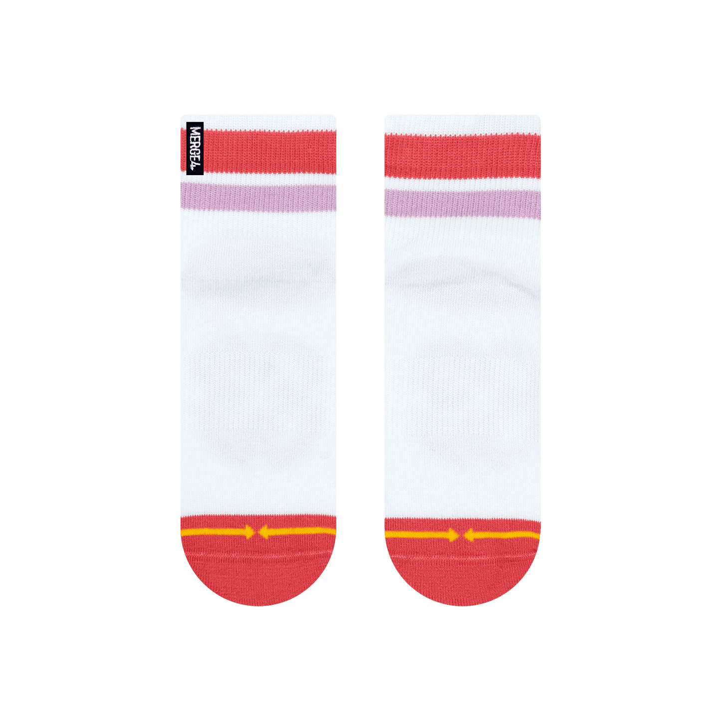Organic Cotton White/Pink Adult Quarter Crew Socks