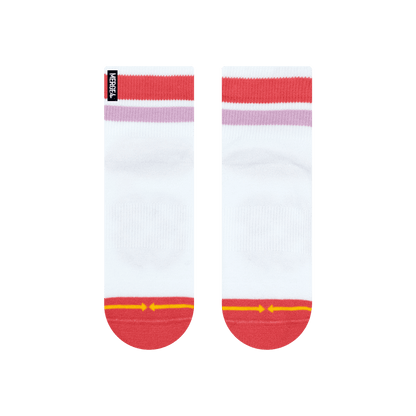 Organic Cotton White/Pink Adult Quarter Crew Socks