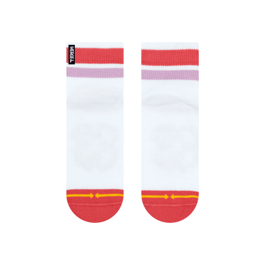Organic Cotton White/Pink Adult Quarter Crew Socks