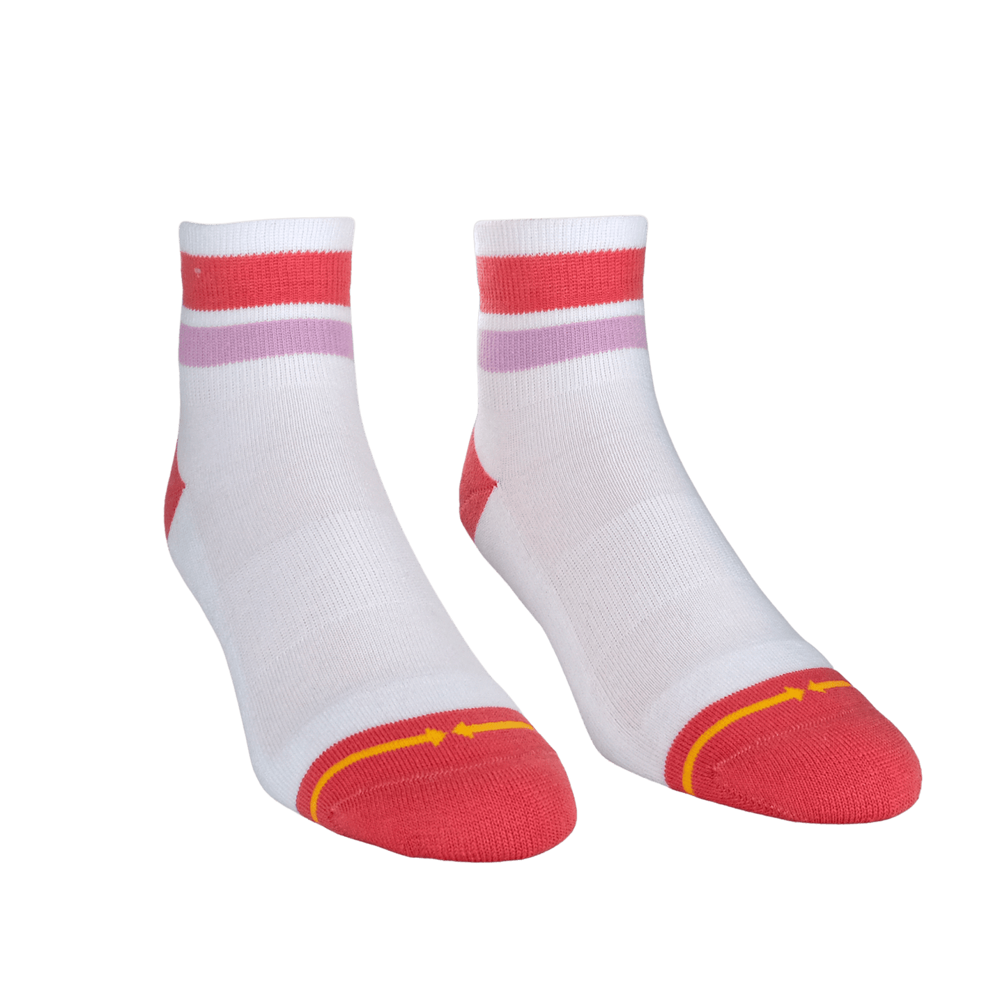Organic Cotton White/Pink Adult Quarter Crew Socks