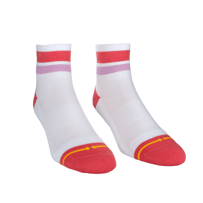 Organic Cotton White/Pink Adult Quarter Crew Socks