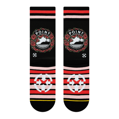 Slidertown The Point Red Roses Adult Crew Socks
