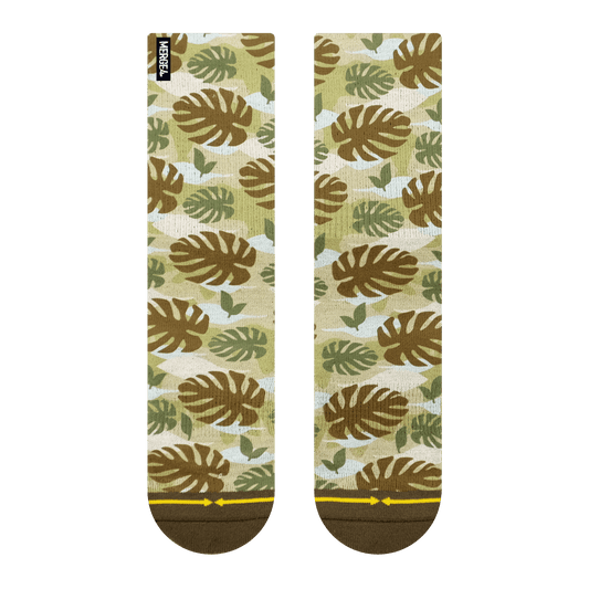 Maia Negre Leaf Camo Adult Crew Socks