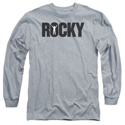 Rocky Logo Mens Long Sleeve Shirt Athletic Heather Officially Licensed Officially Licensed