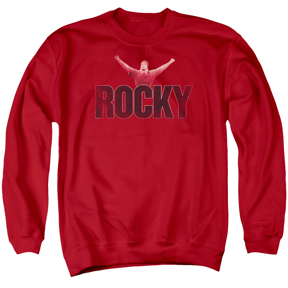 Rocky Victory Distressed Mens Crewneck Sweatshirt Red Officially Licensed