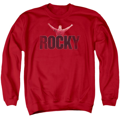 Rocky Victory Distressed Mens Crewneck Sweatshirt Red Officially Licensed