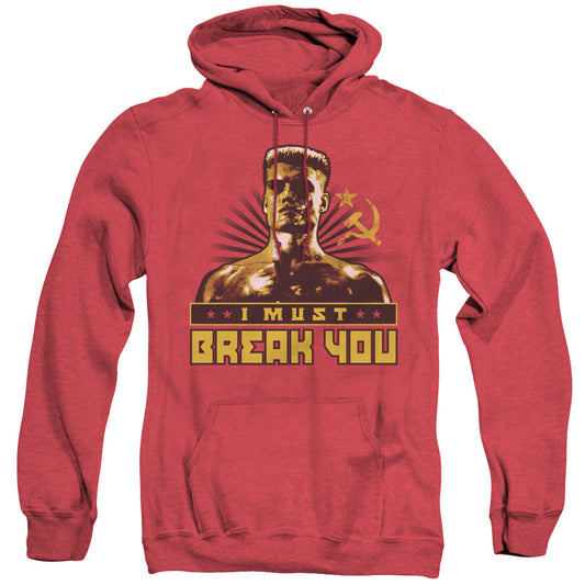 Rocky Iv I Must Break You Heather Mens Hoodie Red Officially Licensed