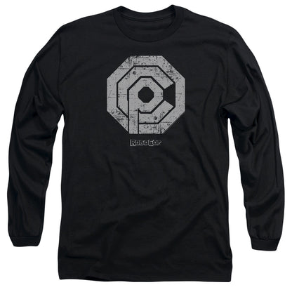 Robocop Distressed Ocp Logo Mens Long Sleeve Shirt Black Officially Licensed