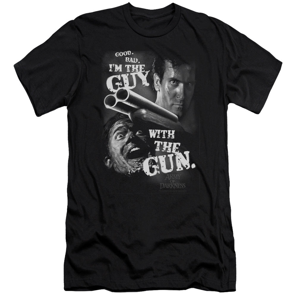 Army Of Darkness Guy With The Gun Premium Bella Canvas Slim Fit Mens T Shirt Black