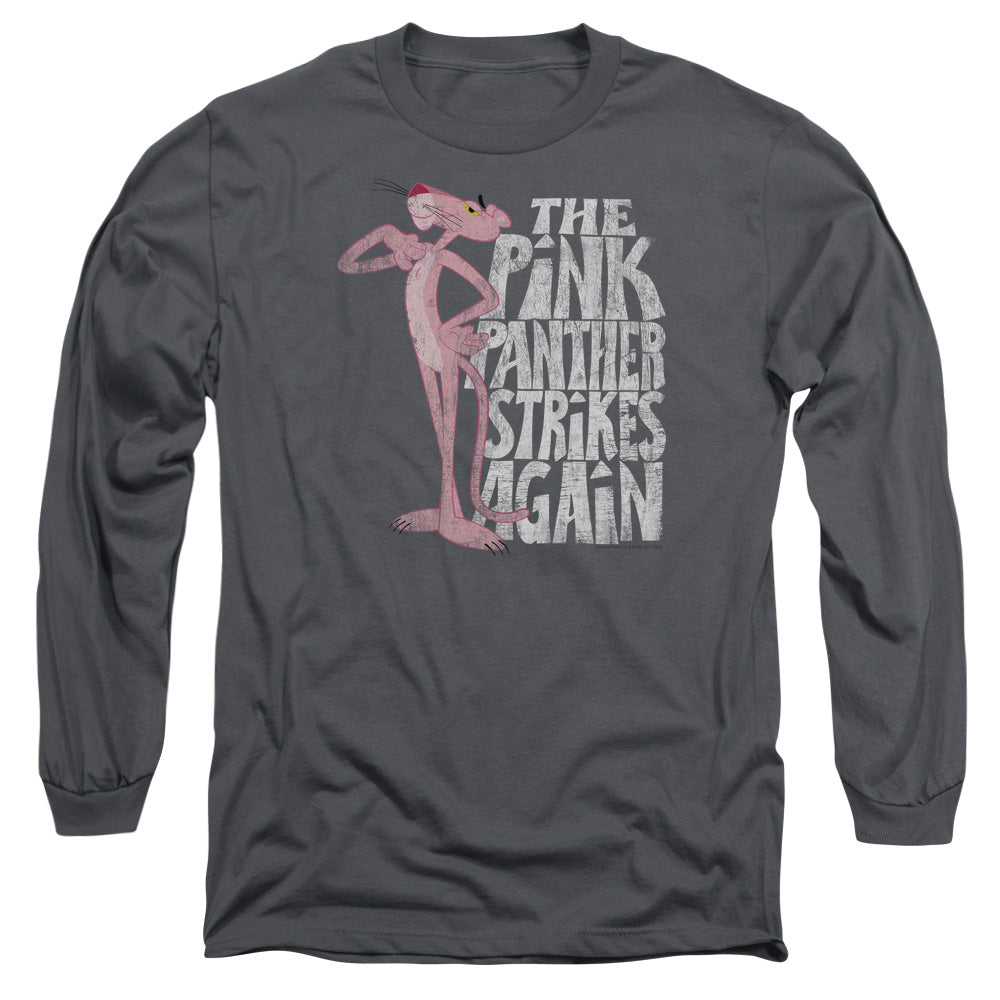 Pink Panther Strikes Again Mens Long Sleeve Shirt Charcoal