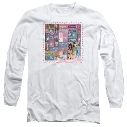 Pink Panther Vintage Titles Mens Long Sleeve Shirt White Officially Licensed