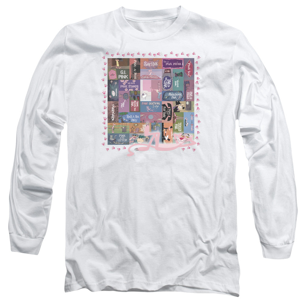 Pink Panther Vintage Titles Mens Long Sleeve Shirt White