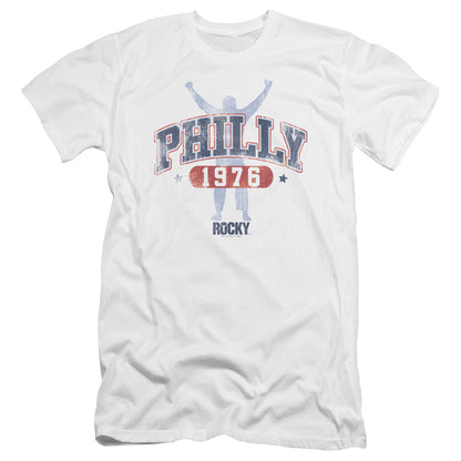 Rocky Philly 1976 Premium Bella Canvas Slim Fit Mens T Shirt White