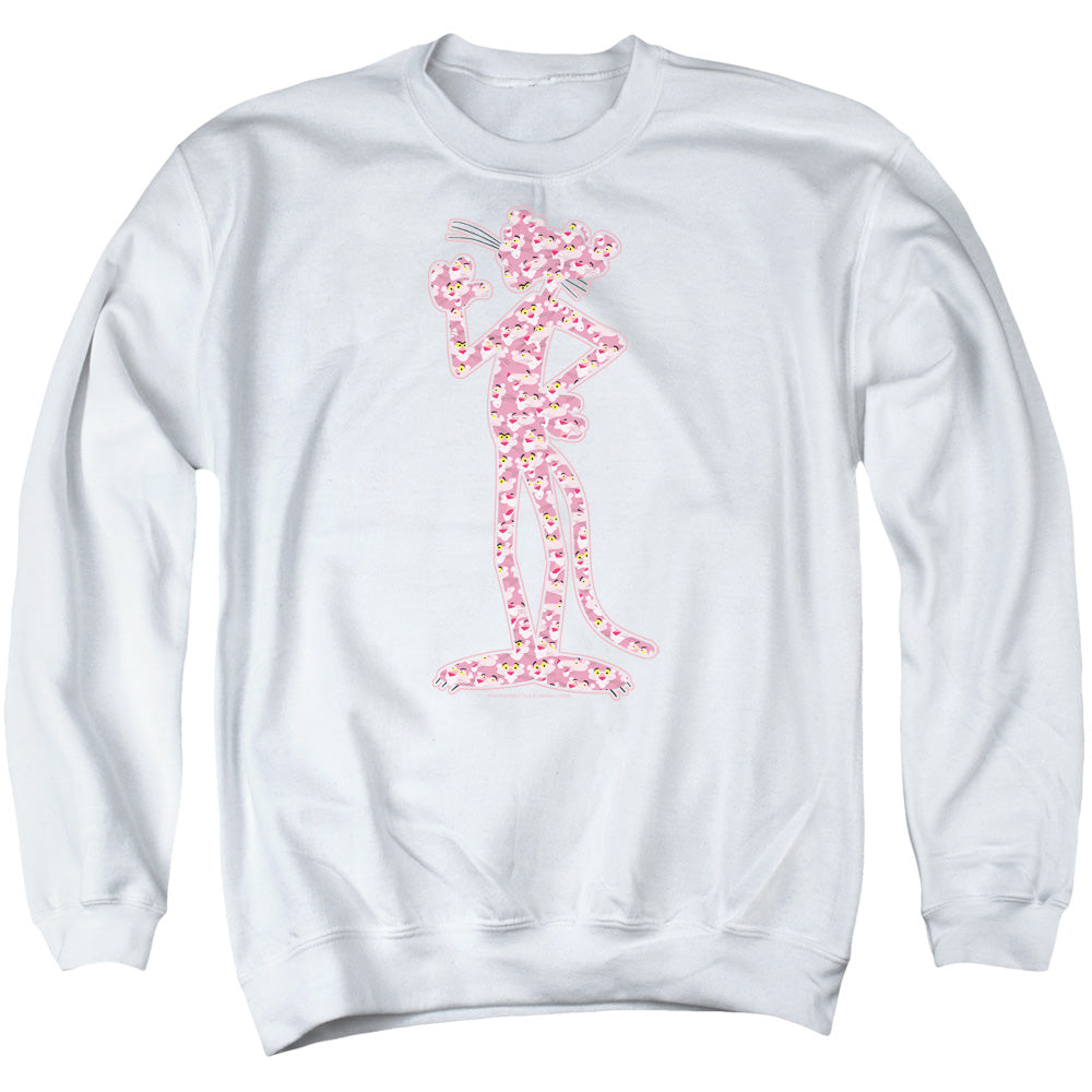 Pink Panther Heads Mens Crewneck Sweatshirt White