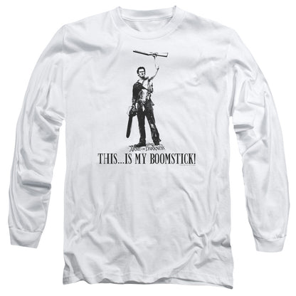 Army Of Darkness Boomstick! Mens Long Sleeve Shirt White Officially Licensed