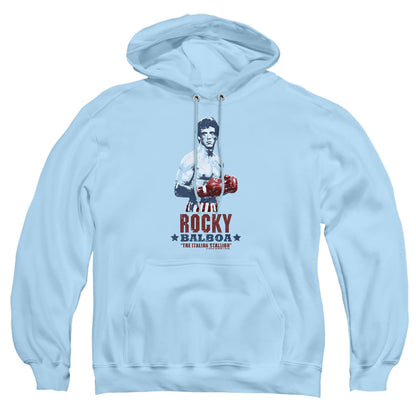 Rocky Balboa Mens Hoodie Light Blue Officially Licensed