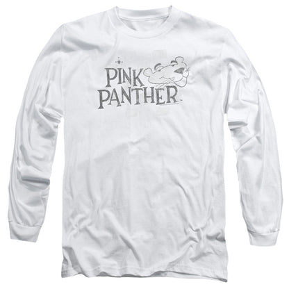 Pink Panther Sketch Logo Mens Long Sleeve Shirt White Officially Licensed