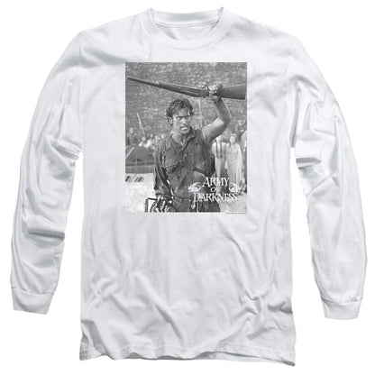 Army Of Darkness Boom Mens Long Sleeve Shirt White Officially Licensed