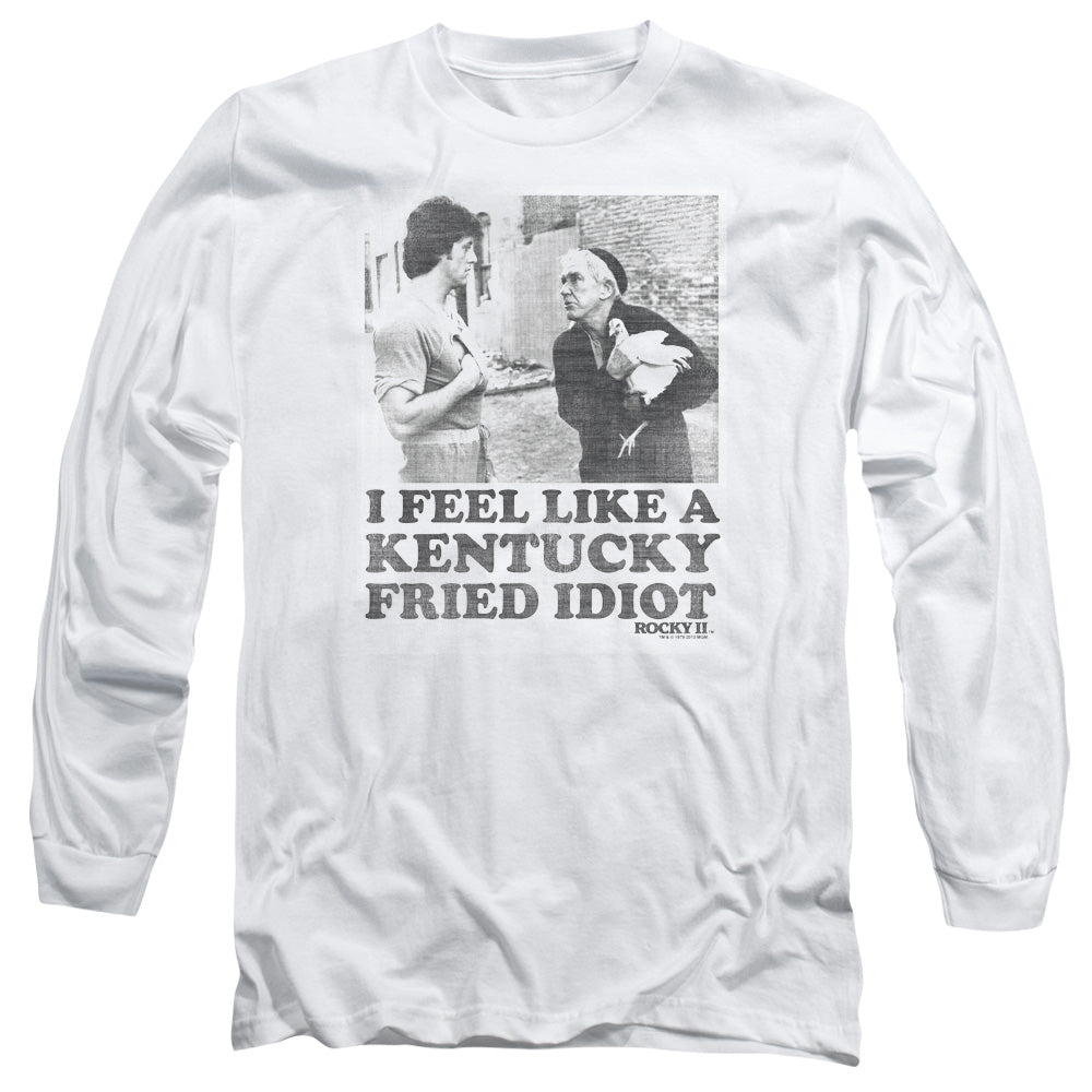 Rocky Fried Idiot Mens Long Sleeve Shirt White Officially Licensed Officially Licensed