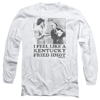 Rocky Fried Idiot Mens Long Sleeve Shirt White Officially Licensed Officially Licensed