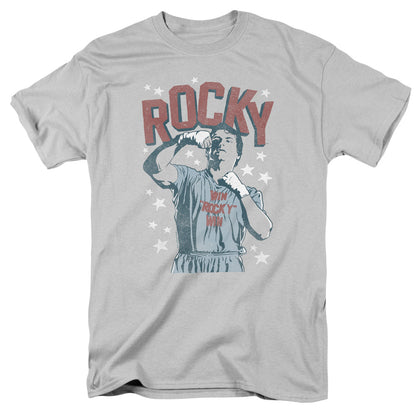 Rocky In Training Mens T Shirt Silver Officially Licensed