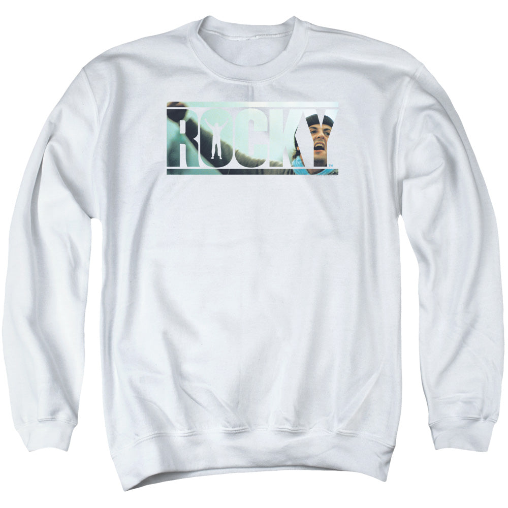 Rocky Cutout Logo Mens Crewneck Sweatshirt White Officially Licensed