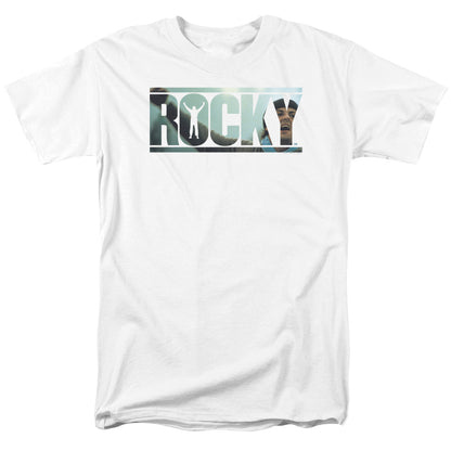 Rocky Cutout Logo Mens T Shirt White Officially Licensed