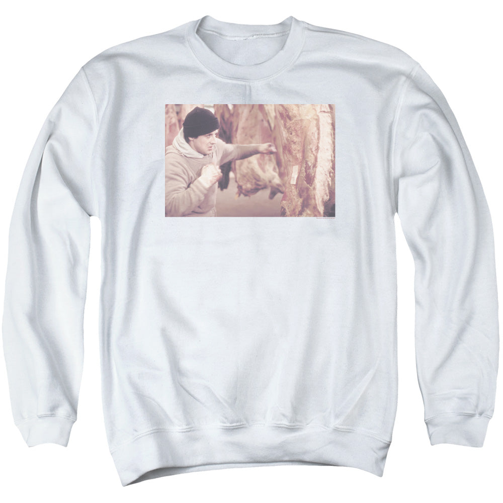 Rocky Meat Locker Mens Crewneck Sweatshirt White Officially Licensed