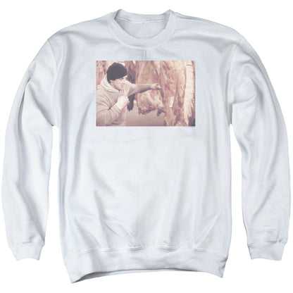 Rocky Meat Locker Mens Crewneck Sweatshirt White Officially Licensed