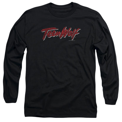 Teen Wolf Scrawl Logo Mens Long Sleeve Shirt Black