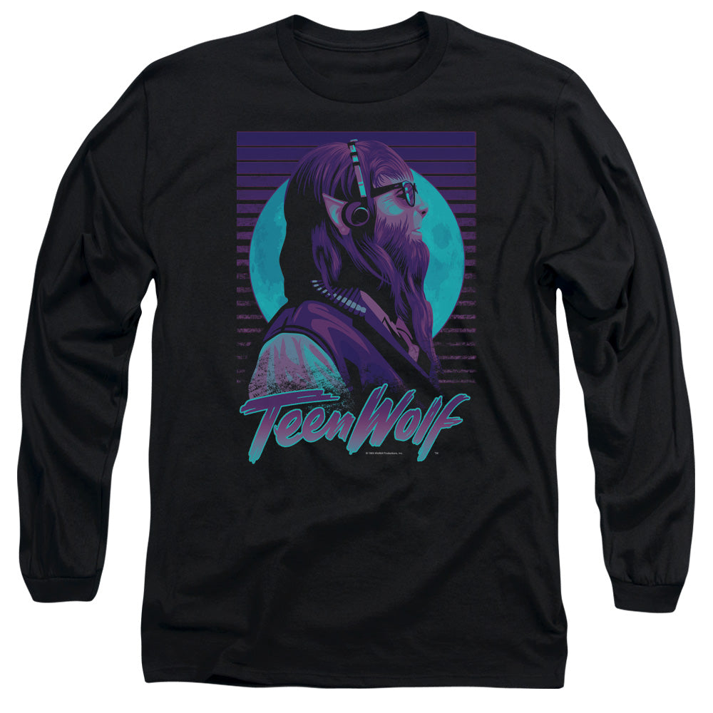 Teen Wolf Headphone Wolf Mens Long Sleeve Shirt Black Officially Licensed