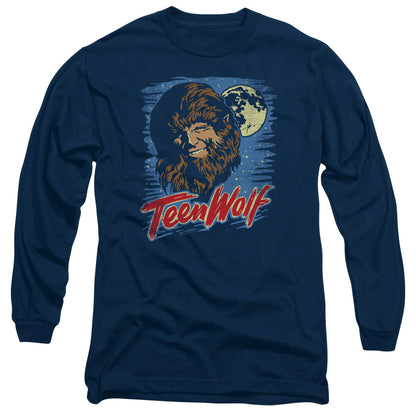 Teen Wolf Moon Wolf Mens Long Sleeve Shirt Navy Officially Licensed