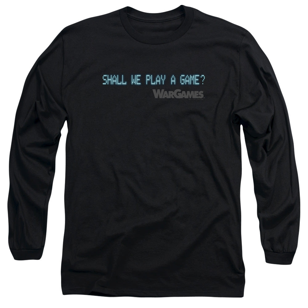 Wargames Shall We Mens Long Sleeve Shirt Black Officially Licensed