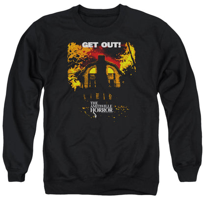 Amityville Horror Get Out Mens Crewneck Sweatshirt Black Officially Licensed