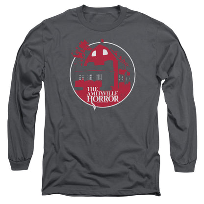 Amityville Horror Red House Mens Long Sleeve Shirt Charcoal Officially Licensed