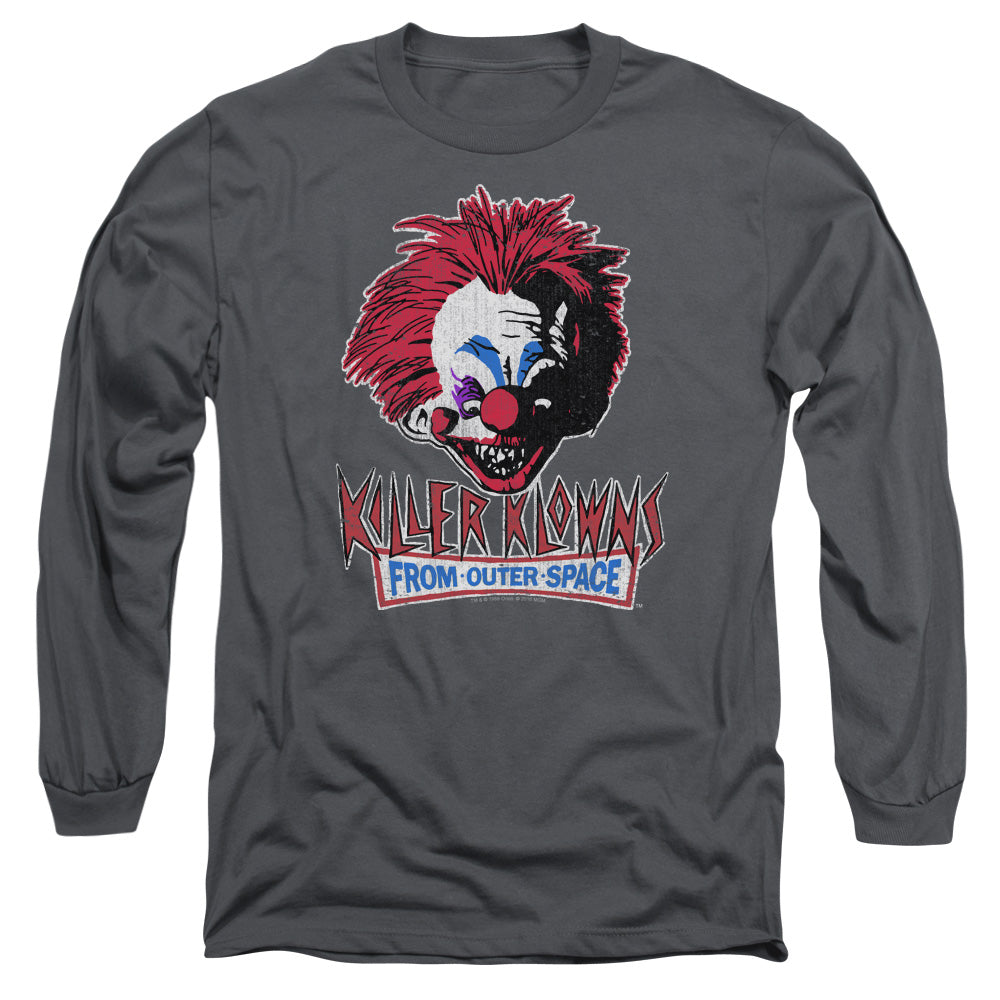 Killer Klowns From Outer Space Rough Clown Mens Long Sleeve Shirt Charcoal Officially Licensed Officially Licensed