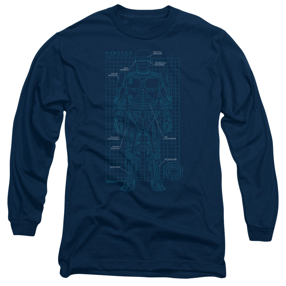 Robocop Schematic Mens Long Sleeve Shirt Navy Officially Licensed