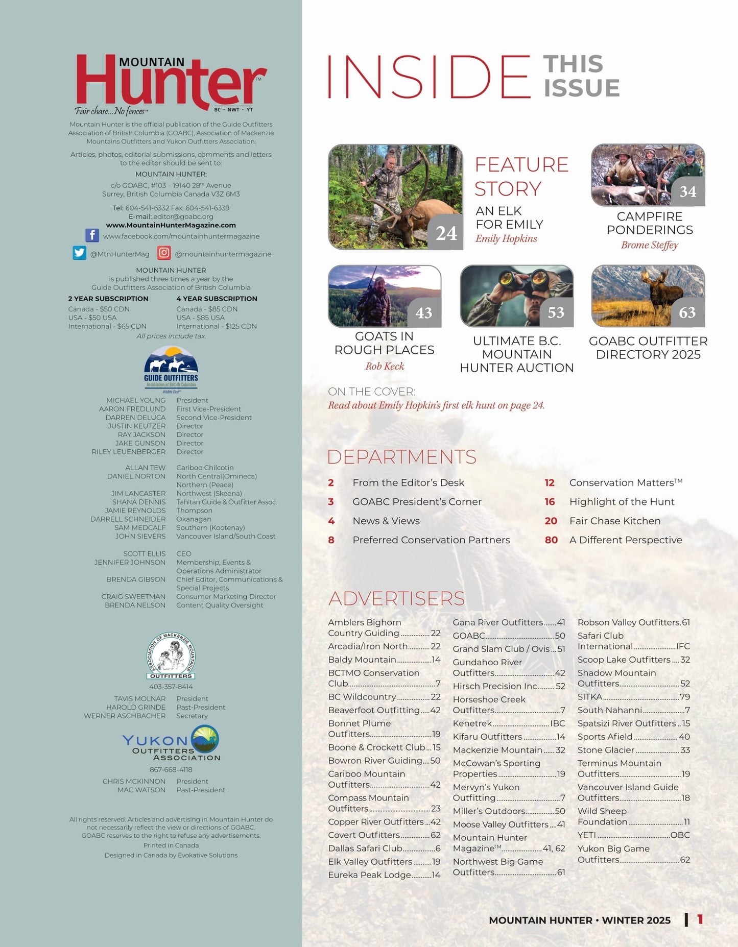 Mountain Hunter - Winter 2025: Campfire Ponderings, Goats In Rough Places, Fair Chase Kitchen, Ultimate BC Mountain Hunter Auction, GOABC Outfitter Directory 2025, Different Perspectives & More!