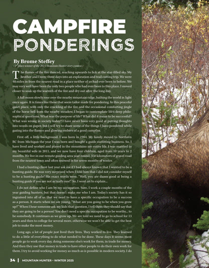 Mountain Hunter - Winter 2025: Campfire Ponderings, Goats In Rough Places, Fair Chase Kitchen, Ultimate BC Mountain Hunter Auction, GOABC Outfitter Directory 2025, Different Perspectives & More!