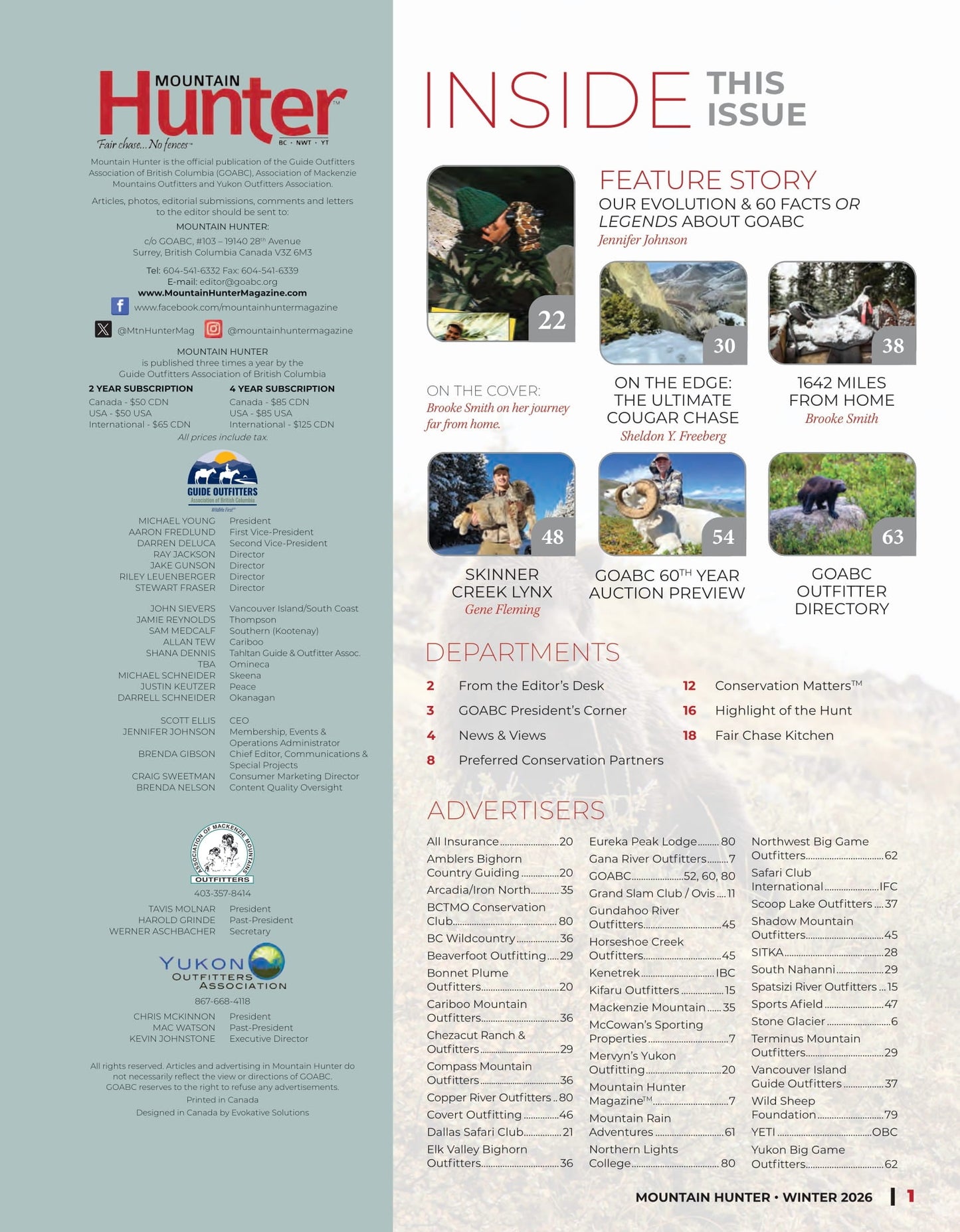 Mountain Hunter - Winter 2026: Ultimate Cougar Chase, Skinner Creek Lynx Hunt, GOABC 60th Year Auction Preview, Best Practices For Ethical Hunting Adventures, Top Conservation Partners & More!