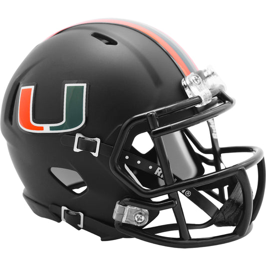 Miami Hurricanes Riddell Speed Mini Black Matte Football Helmet