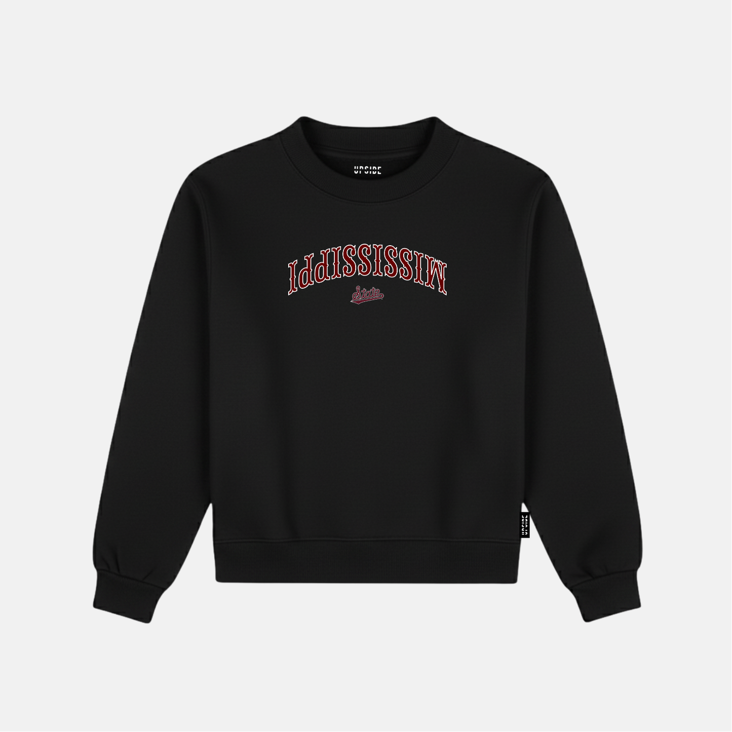 Mississippi State Embroidered Crewneck Sweatshirt Black