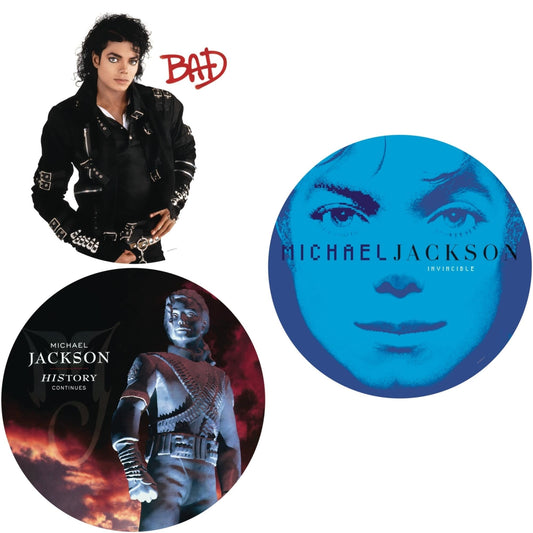 Michael Jackson - Bad (Picture Disc) & History: Continues (2LP/Picture Disc) & Invincible (2LP/Picture Disc)